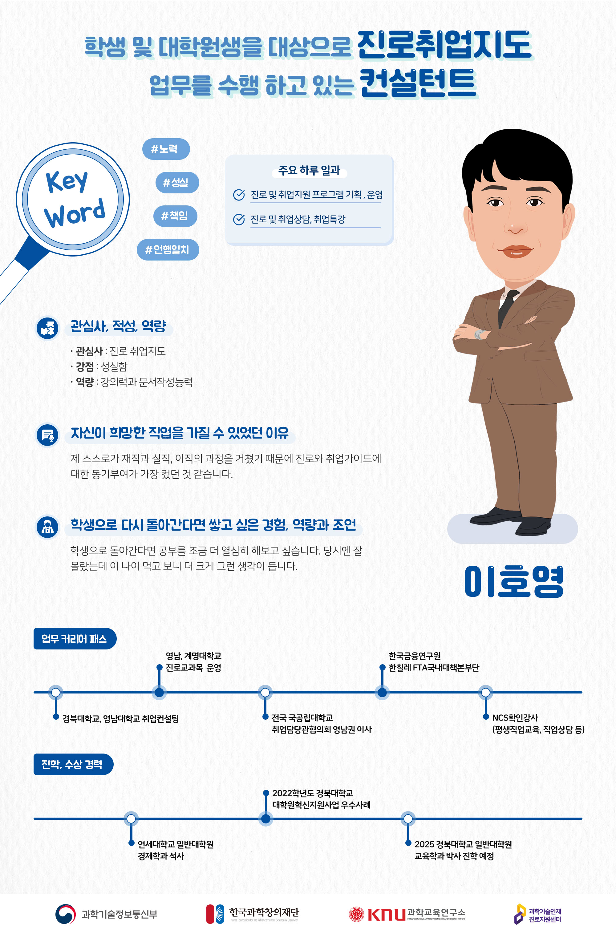 학생 및 대학원생을 대상으로 진로취업지도 업무를 수행하고 있는 이호영 컨설턴트